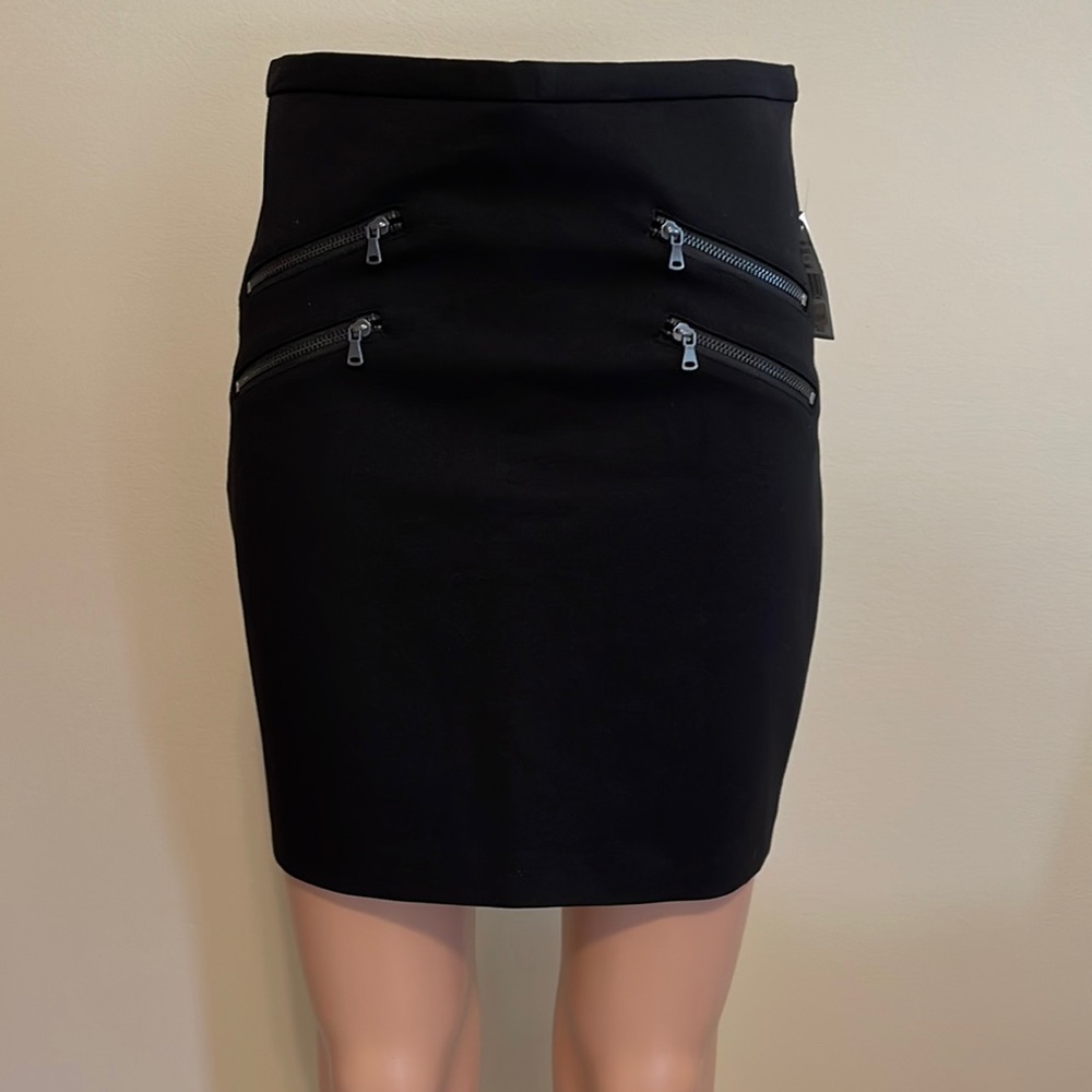 NWT Paige black zipper mini skirt